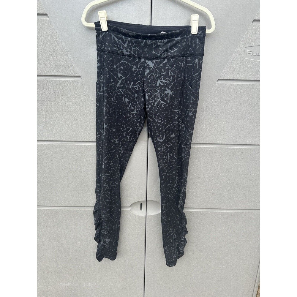 Lululemon Speed Tight III Full-On LuxtremeStar Crushed Coal Black Ruched Sz 8